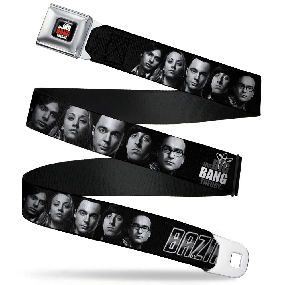 THE BIG BANG THEORY Full Color Black White Red Seatbelt Belt - The Big Bang Theory Group/BAZINGA Black/White Webbing