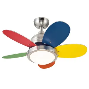 Westinghouse 7247500 30 Inch Brushed Nickel Finish Reversible Blades (Multi-Color/White) Includes Light Fixture with Opal Frosted Glass