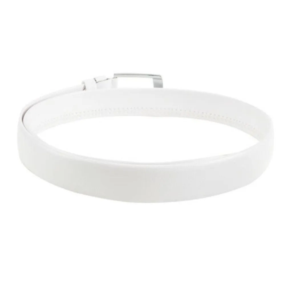 White Textured Formal Solid Synthetic Belts For Men